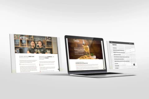 Errante-Website auf Monitor, Laptop und Tablet: Vinothek, Startseite und Speisekarte