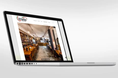 Errante-Website auf einem Laptop: Vinothek in 360°