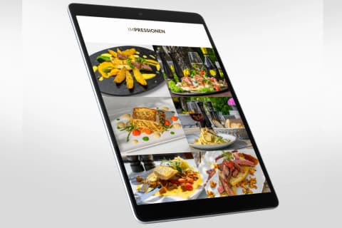 Errante-Website auf einem Tablet: Impressionen aus der Küche