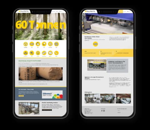 Fillmatic-Website auf zwei Smartphones