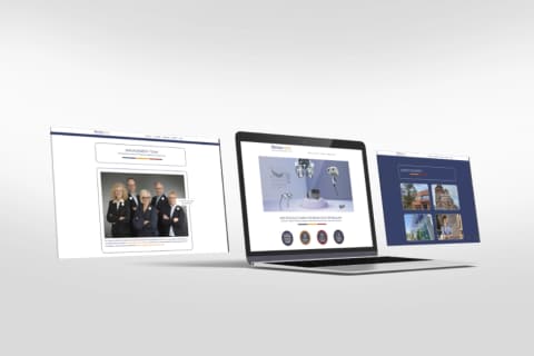 Meisterwerk-Gesundheit-Website auf einem Laptop mit Augenoptik-Motiv