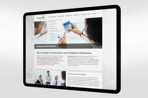 VOLTARIS-Website auf einem Tablet