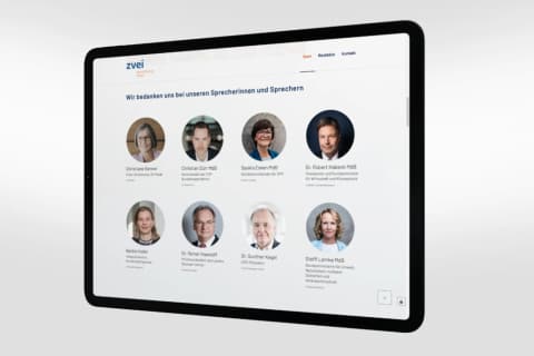 eSummit-Website auf einem Tablet: Übersicht der Sprecherinnen und Sprecher